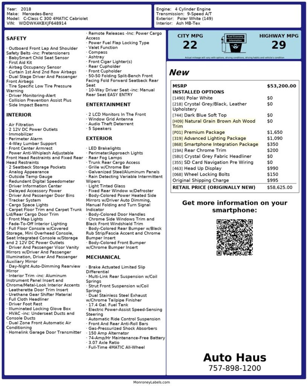 Used 2018 Mercedes-Benz C-Class C 300 Convertible
