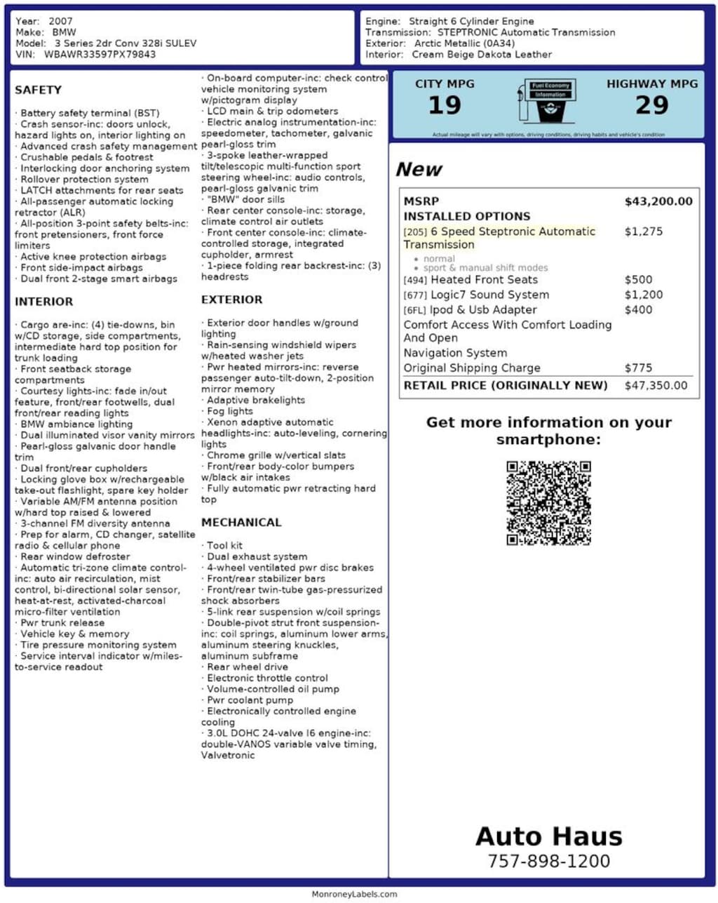 Used 2007 BMW 3 Series 328i Convertible