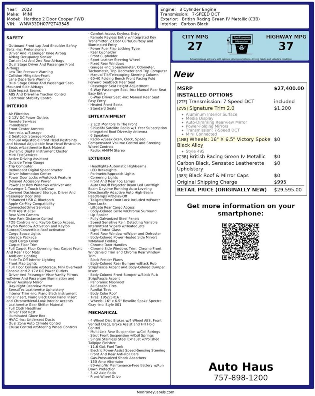 Used 2023 MINI Cooper Signature Hatchback