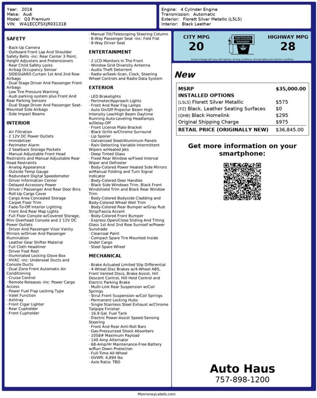 Used 2018 Audi Q3 2.0T Premium SUV