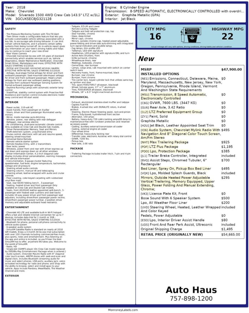 Used 2018 Chevrolet Silverado 1500 LTZ Truck