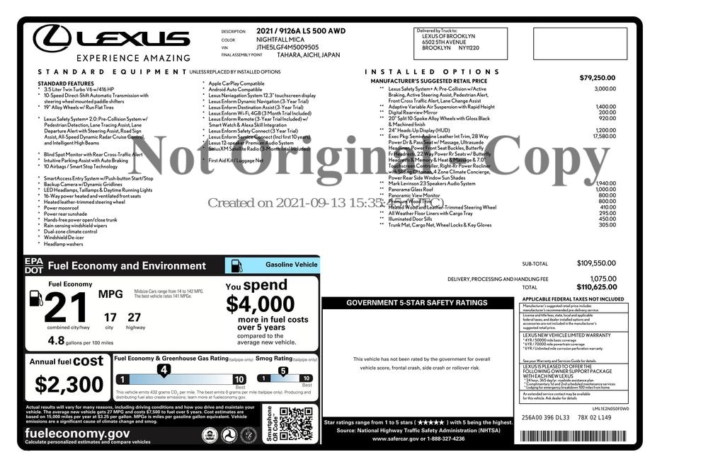 Used 2021 Lexus LS 500 Base Sedan