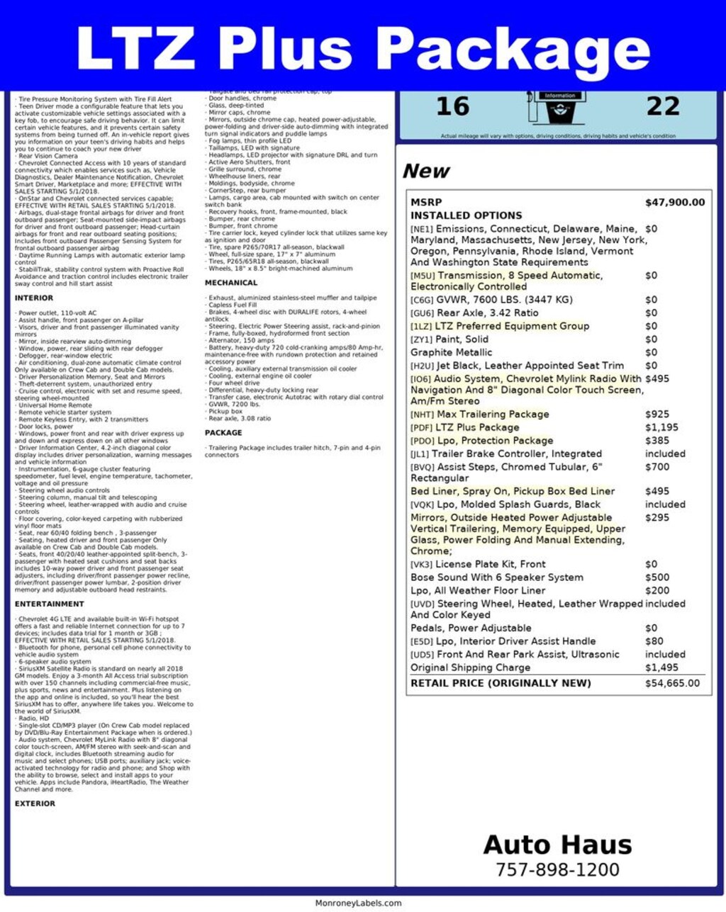 Used 2018 Chevrolet Silverado 1500 LTZ Truck