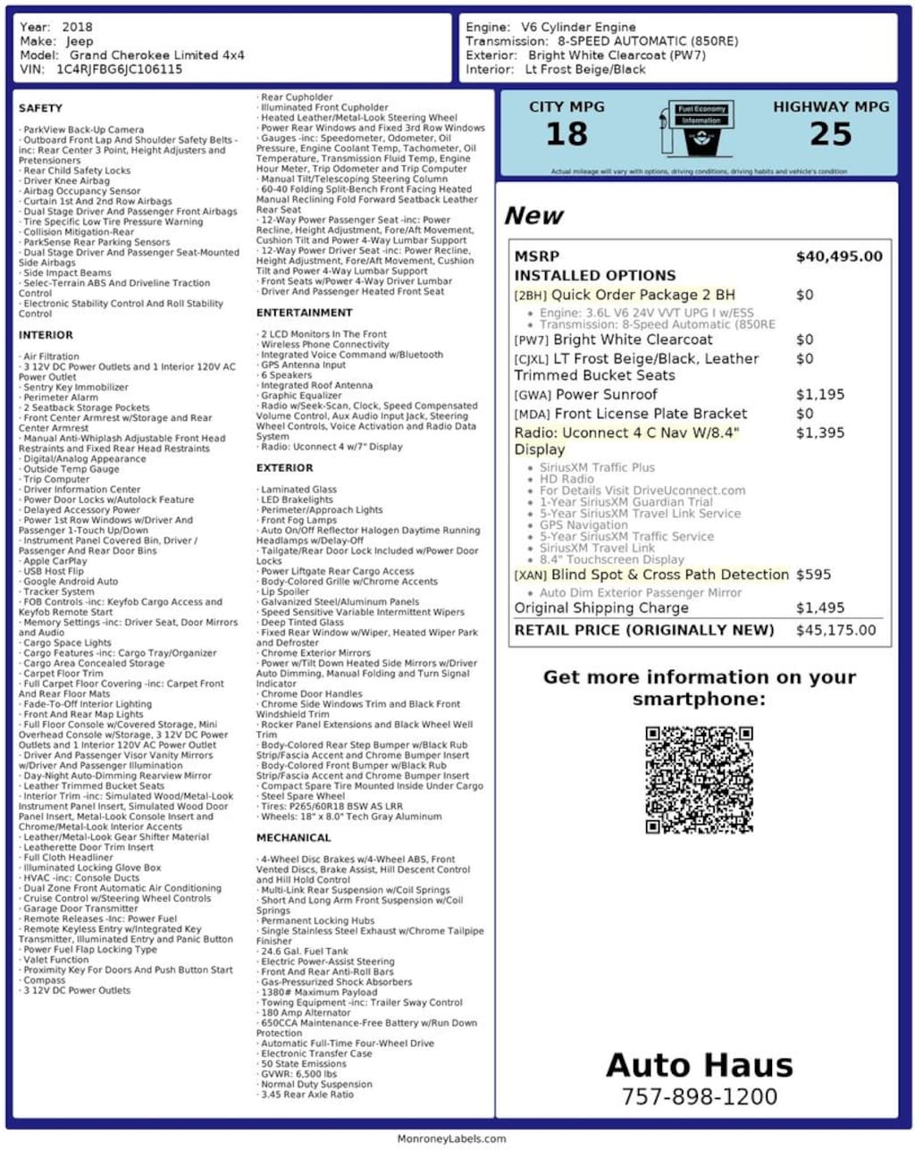 Used 2018 Jeep Grand Cherokee Limited SUV