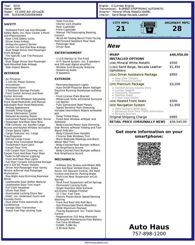 2016 BMW X3 xDrive28i's photo