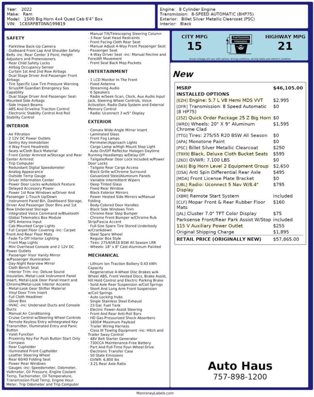 Used 2022 Ram 1500 Big Horn/Lone Star Truck