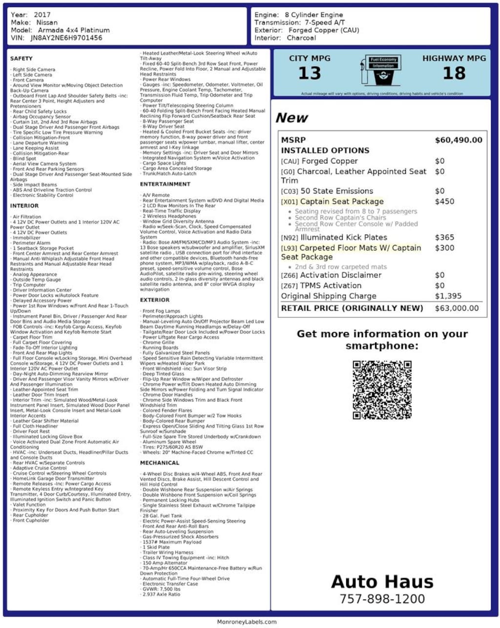 Used 2017 Nissan Armada Platinum SUV