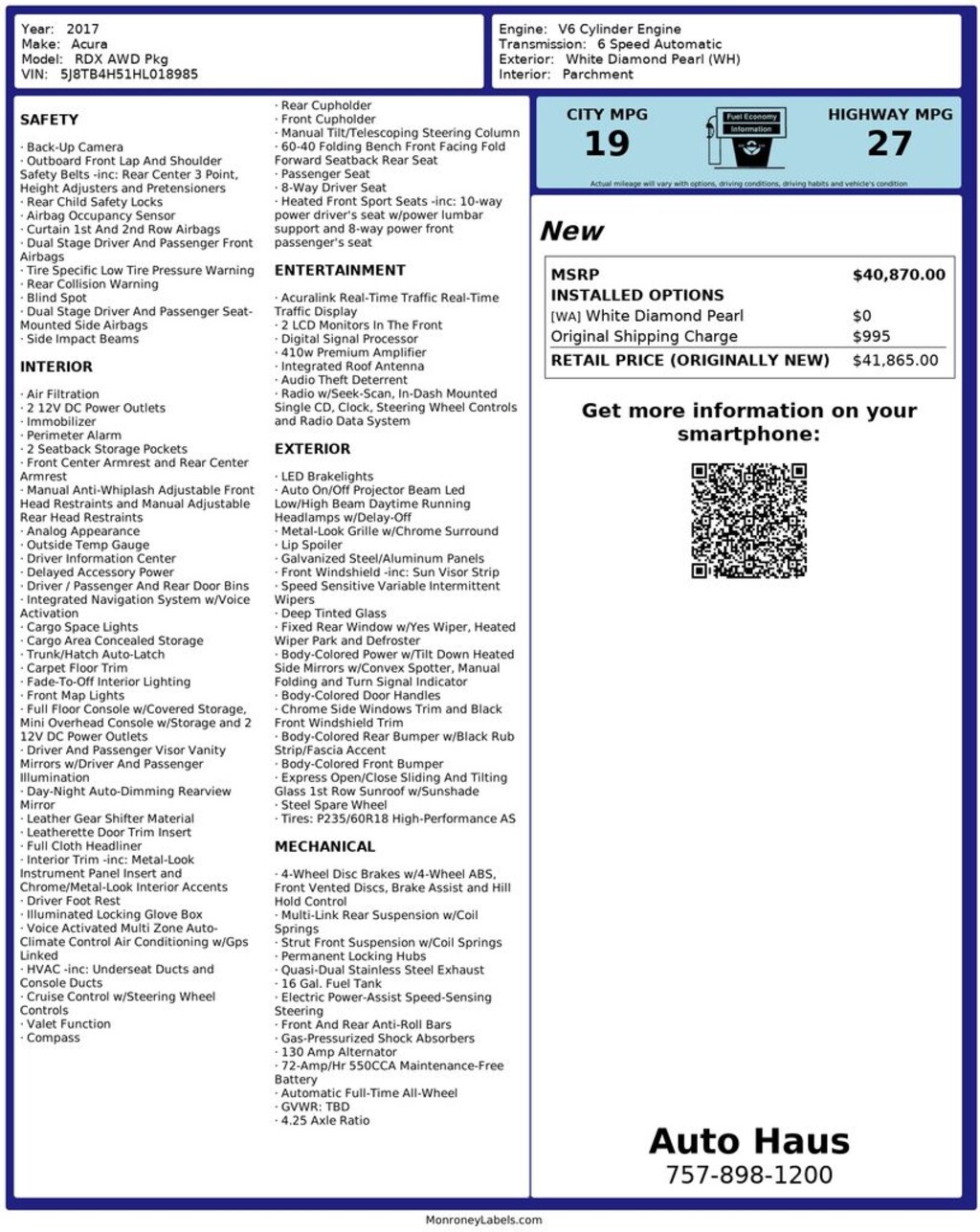 Used 2017 Acura RDX Technology Package SUV