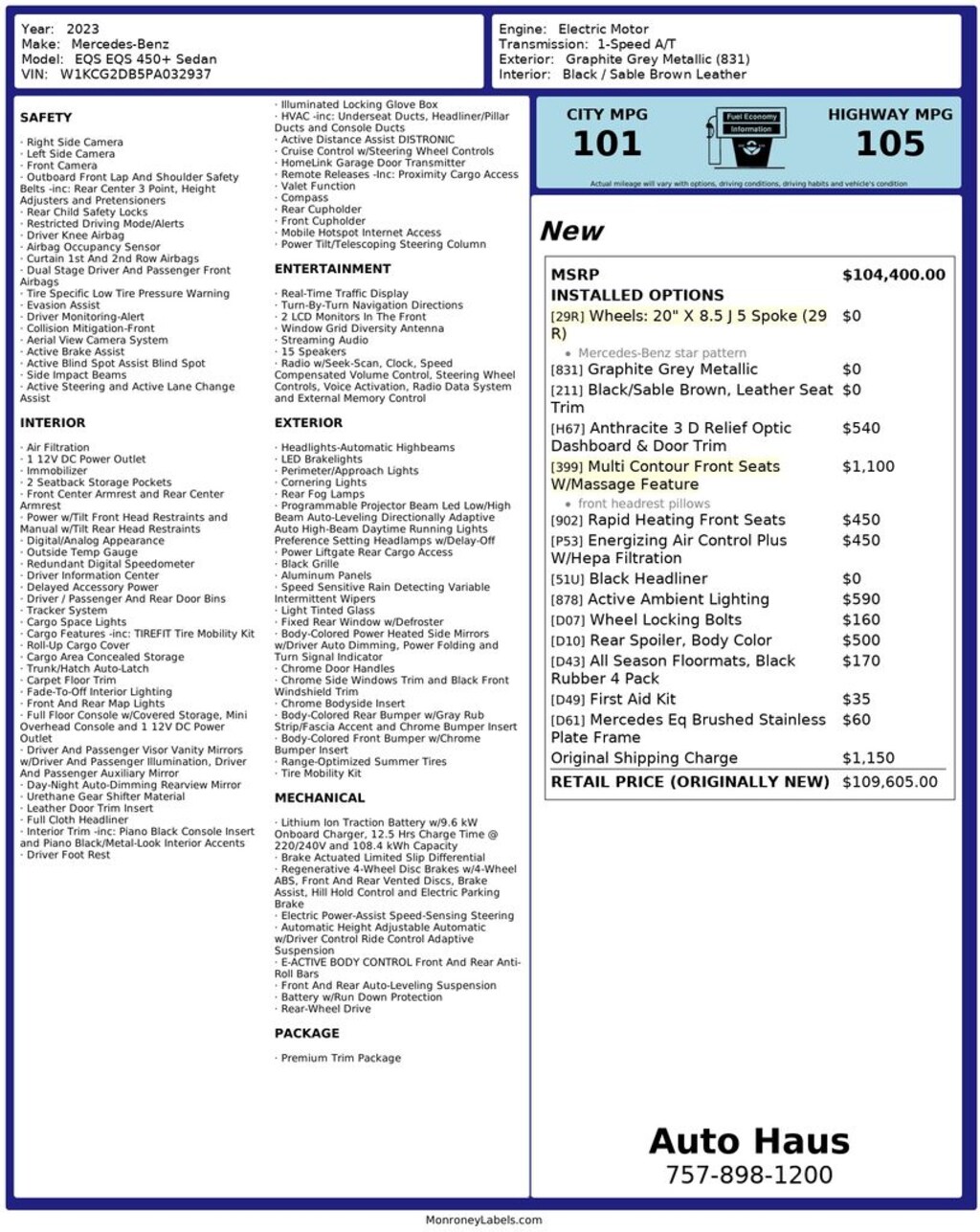 Used 2023 Mercedes-Benz EQS 450 Sedan