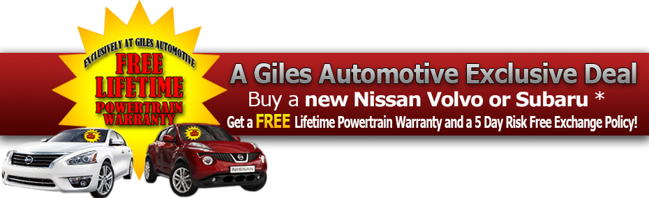 Free Lifetime Powertrain Warranty Dealership | Giles Nissan