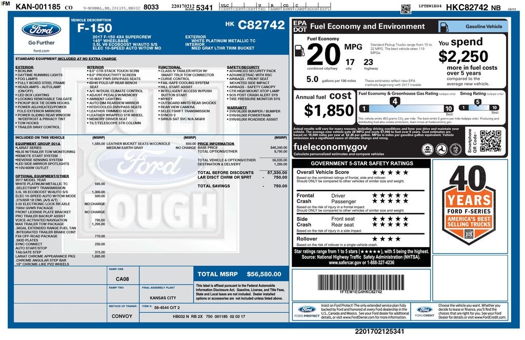Used 2017 Ford F-150 Truck SuperCrew Cab