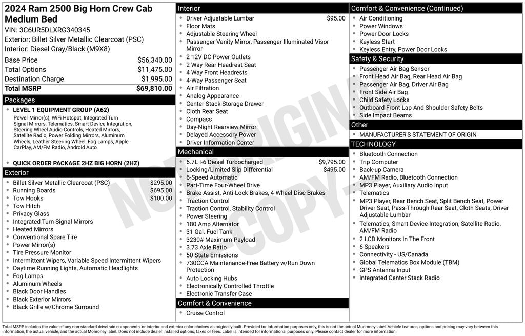 Certified 2024 Ram 2500 Big Horn Truck Crew Cab