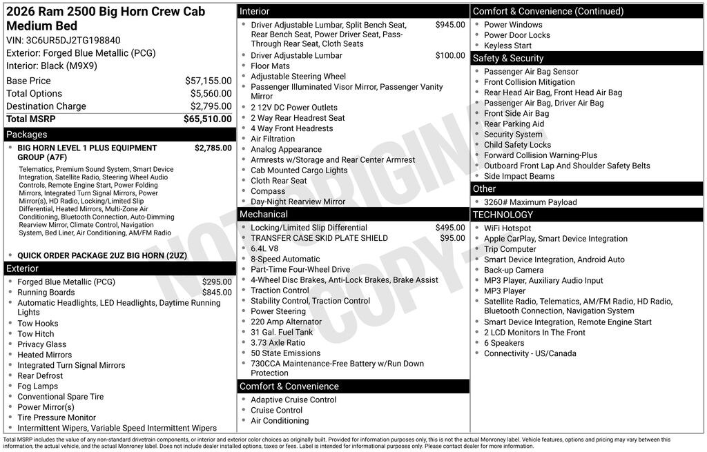 Used 2026 Ram 2500 Big Horn Truck Crew Cab