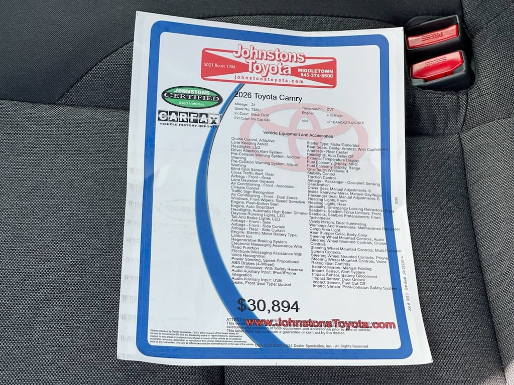 Used 2026 Toyota Camry LE Sedan