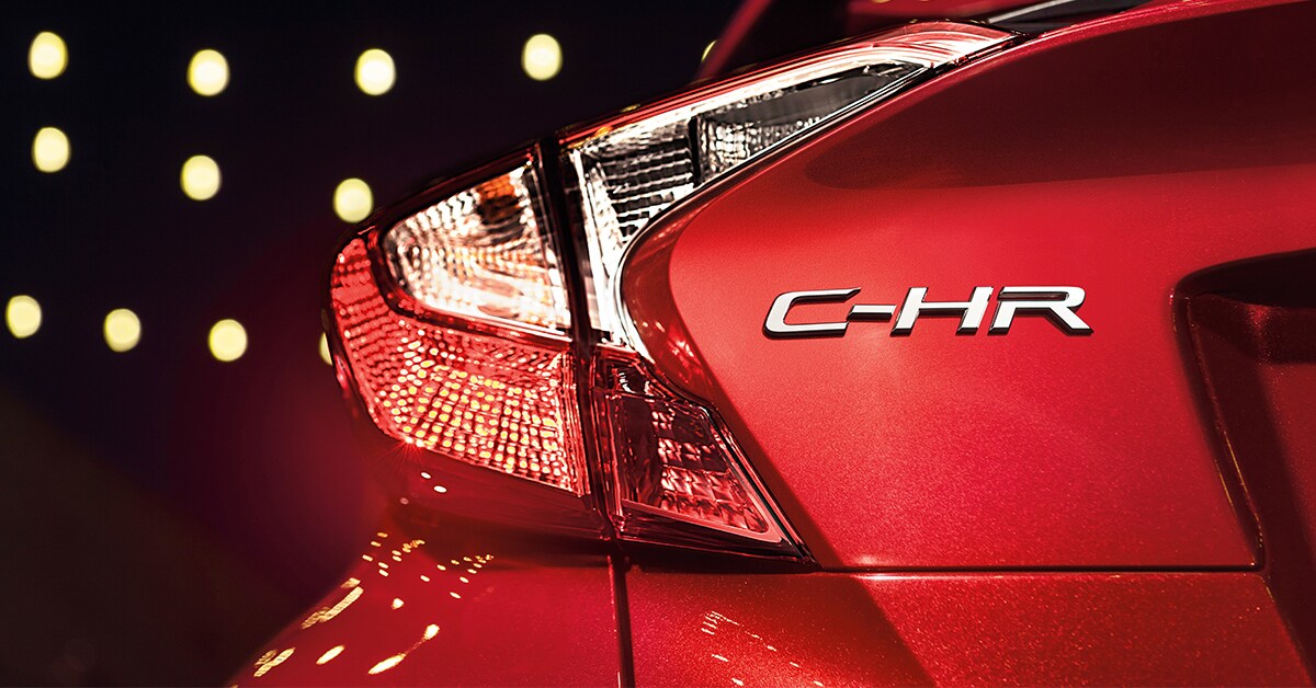 view of the C-HR logo on the back of a 2019 C-HR