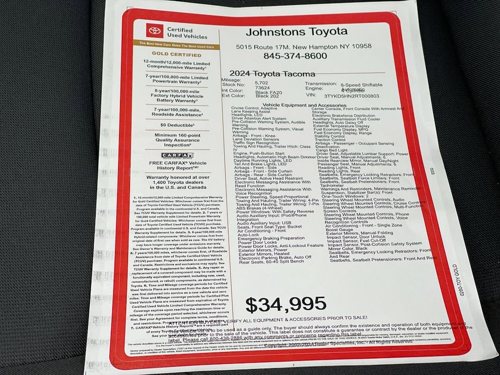 Certified 2024 Toyota Tacoma SR Truck Double Cab