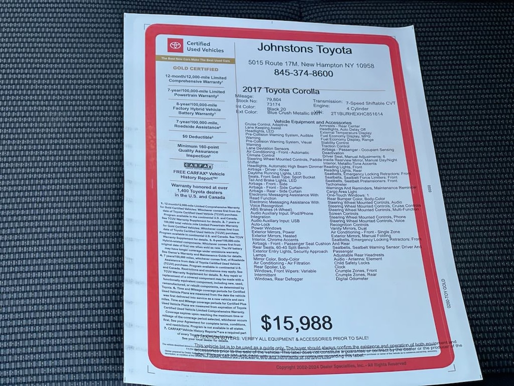 Certified 2017 Toyota Corolla SE Sedan