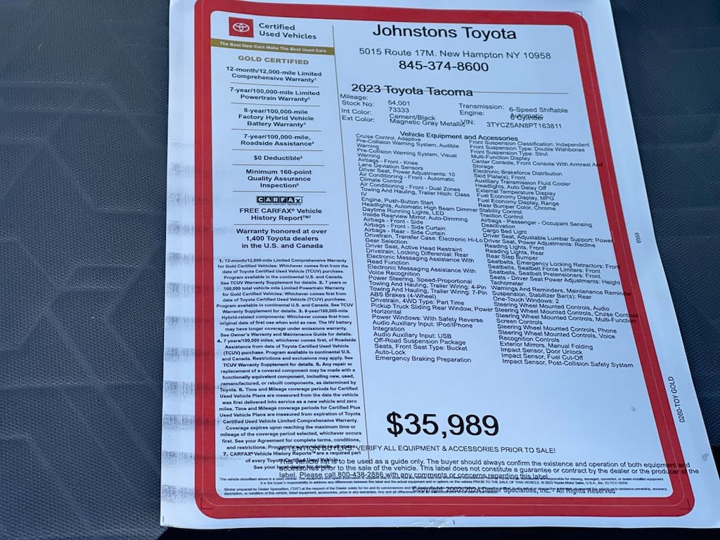 Certified 2023 Toyota Tacoma TRD Off Road V6 Truck Double Cab