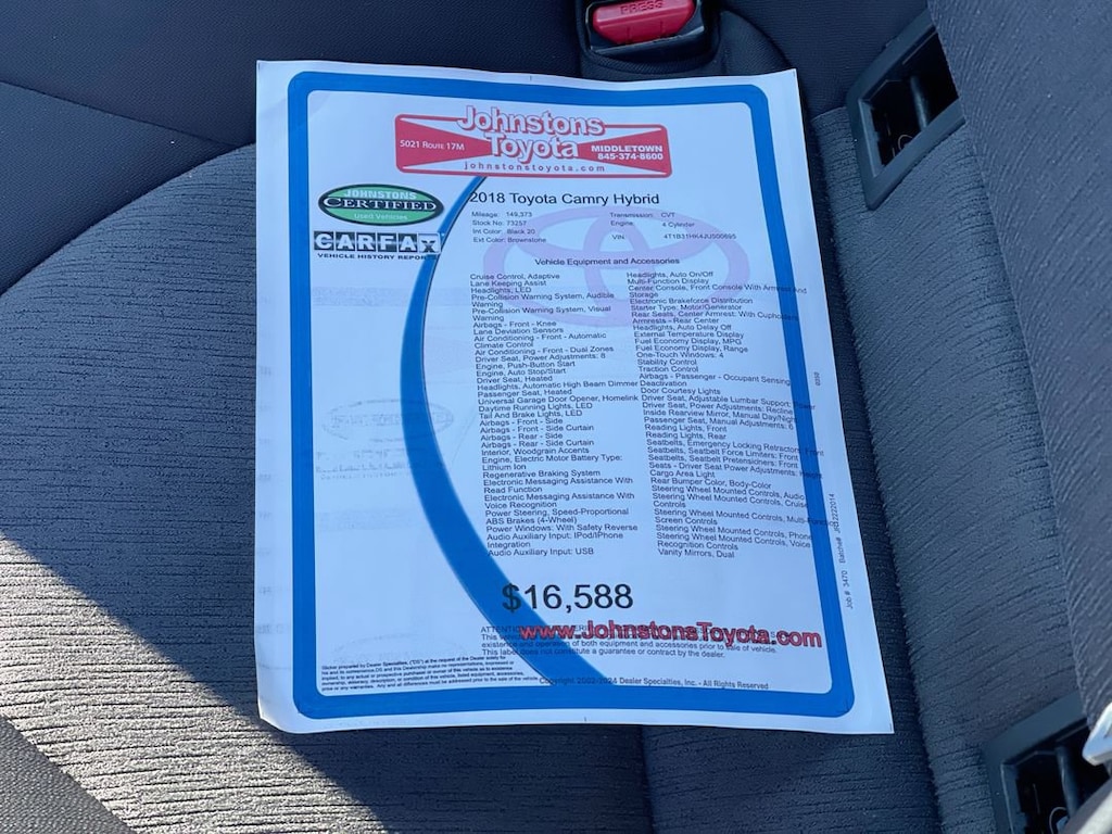 Used 2018 Toyota Camry Hybrid LE Sedan