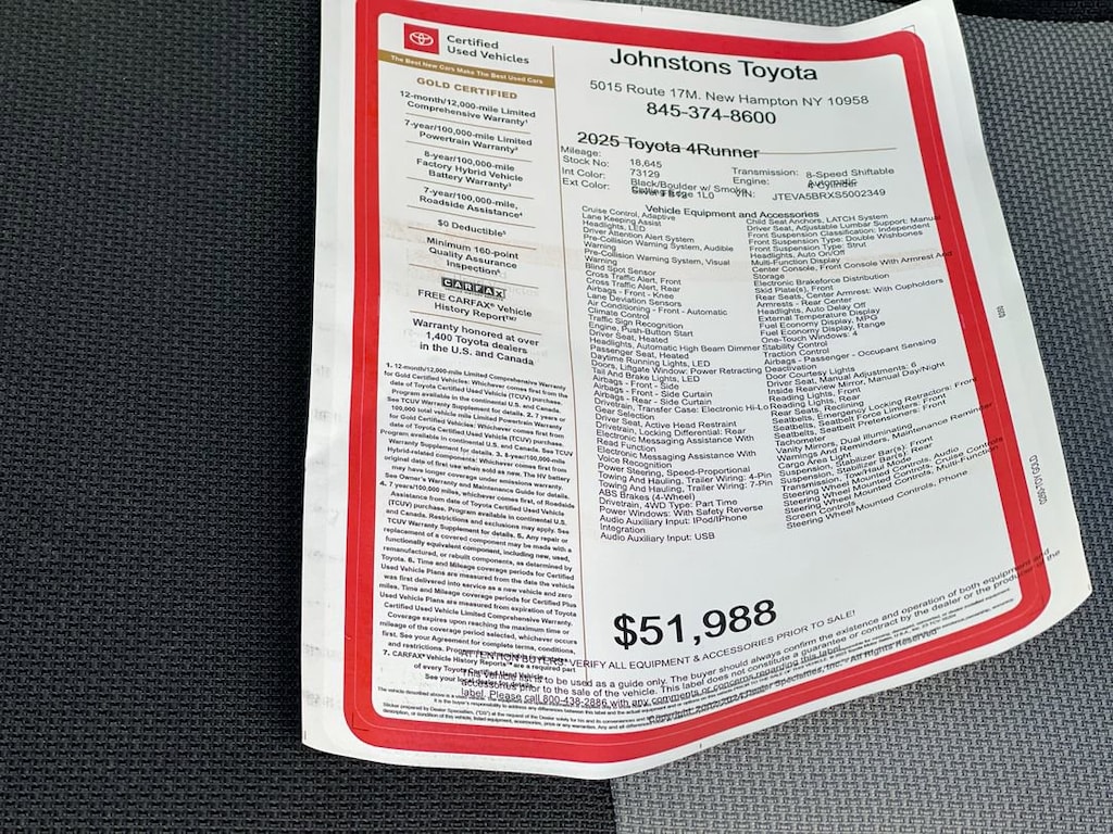 Certified 2025 Toyota 4Runner TRD Off Road SUV