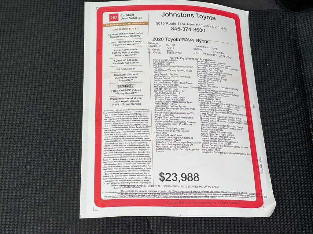 Certified 2020 Toyota RAV4 Hybrid LE SUV