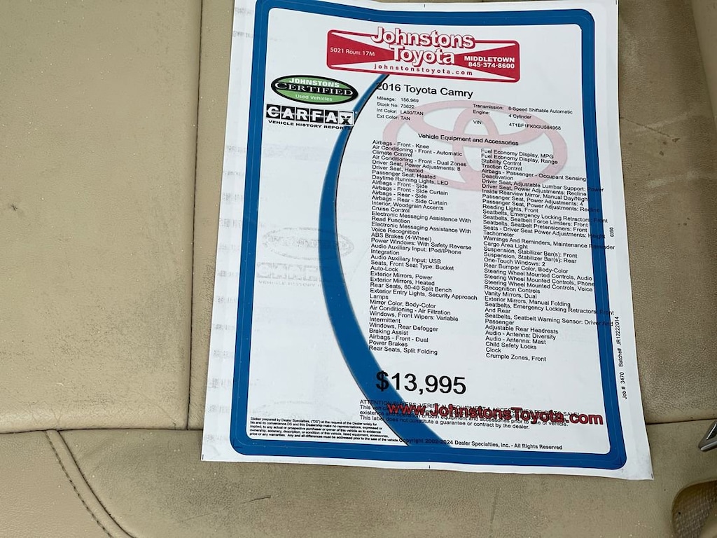 Used 2016 Toyota Camry XLE Sedan