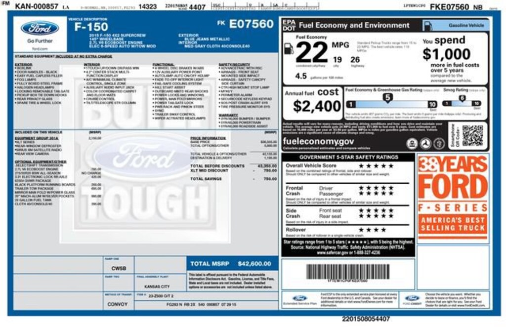 Used 2015 Ford F-150 Truck SuperCrew Cab