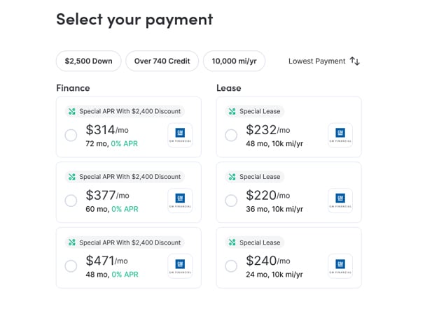 example payment options