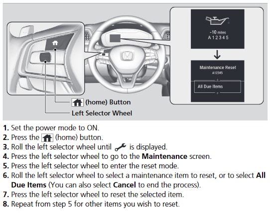 reset oil life 2021 honda insight