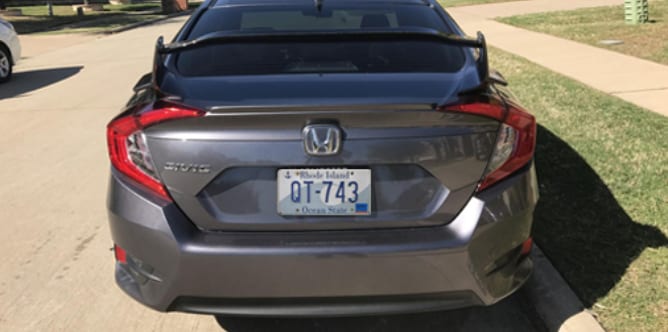 RI Honda License Plate