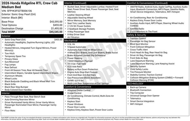2026 Honda Ridgeline RTL - Photo 33