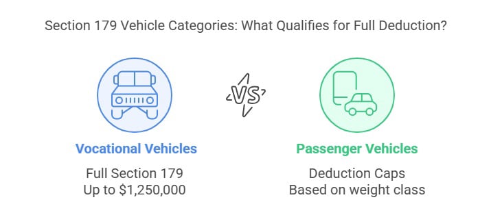 Section 179 vocational vehicle tax deductions vs passenger vehicle limits comparison guide in 2025