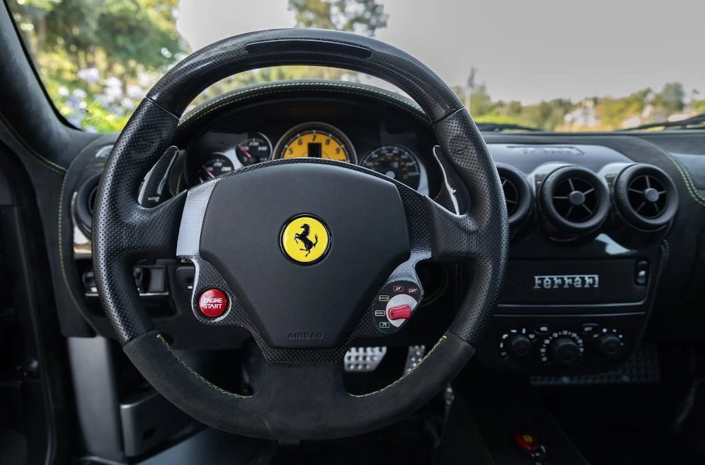 Used 2008 Ferrari F430 Scuderia Racing Stripe Alcantara Upholstery Yellow 2D Coupe