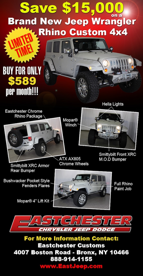 Save $15,000 on a Brand New Chrome & Rhino Jeep Wrangler Custom