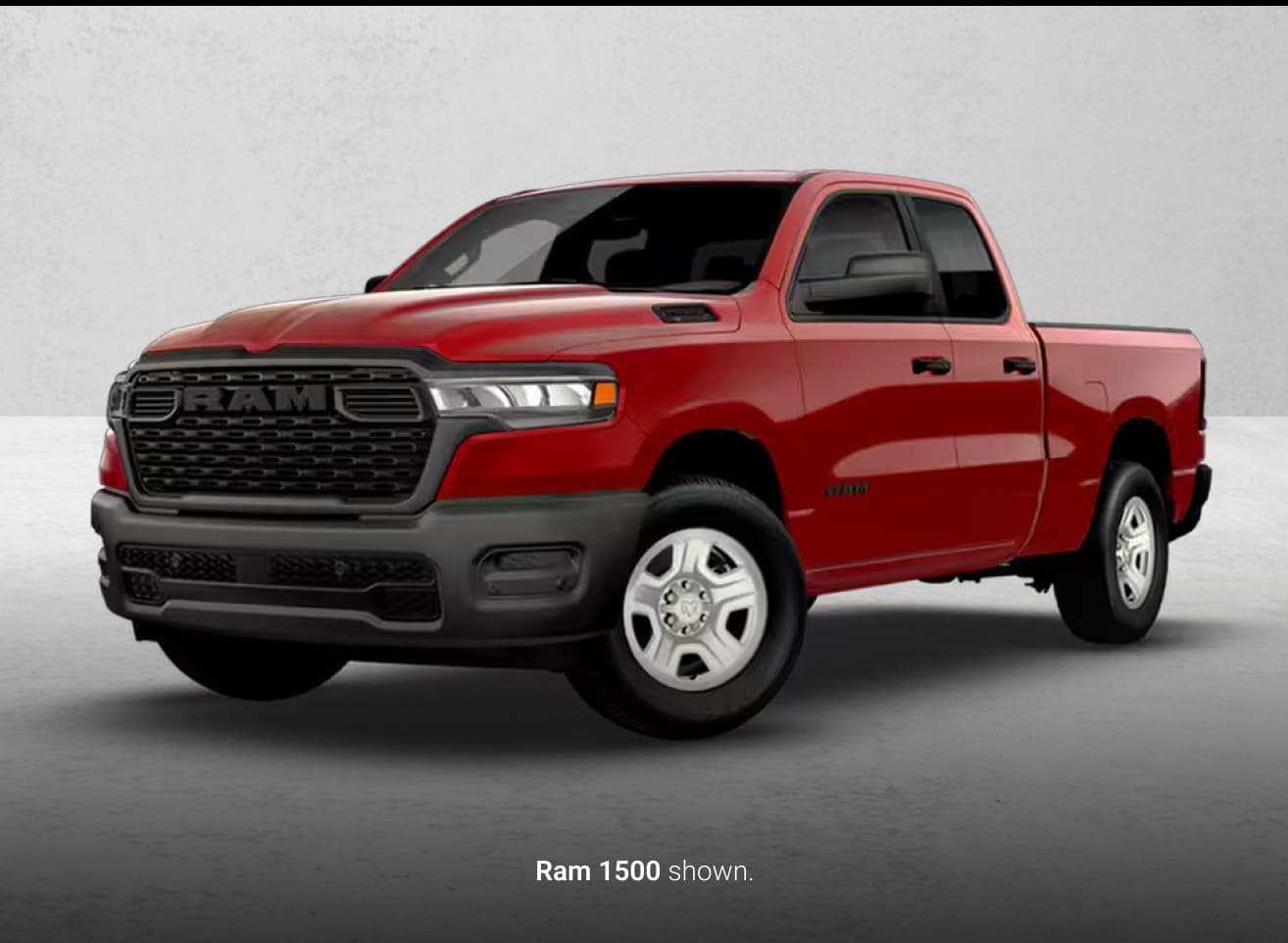 Red Ram 1500 pickup truck shown from a front three-quarter angle.
