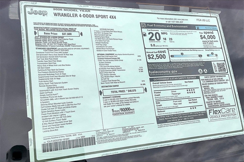 2026 Jeep Wrangler 4-Door Sport - Photo 14