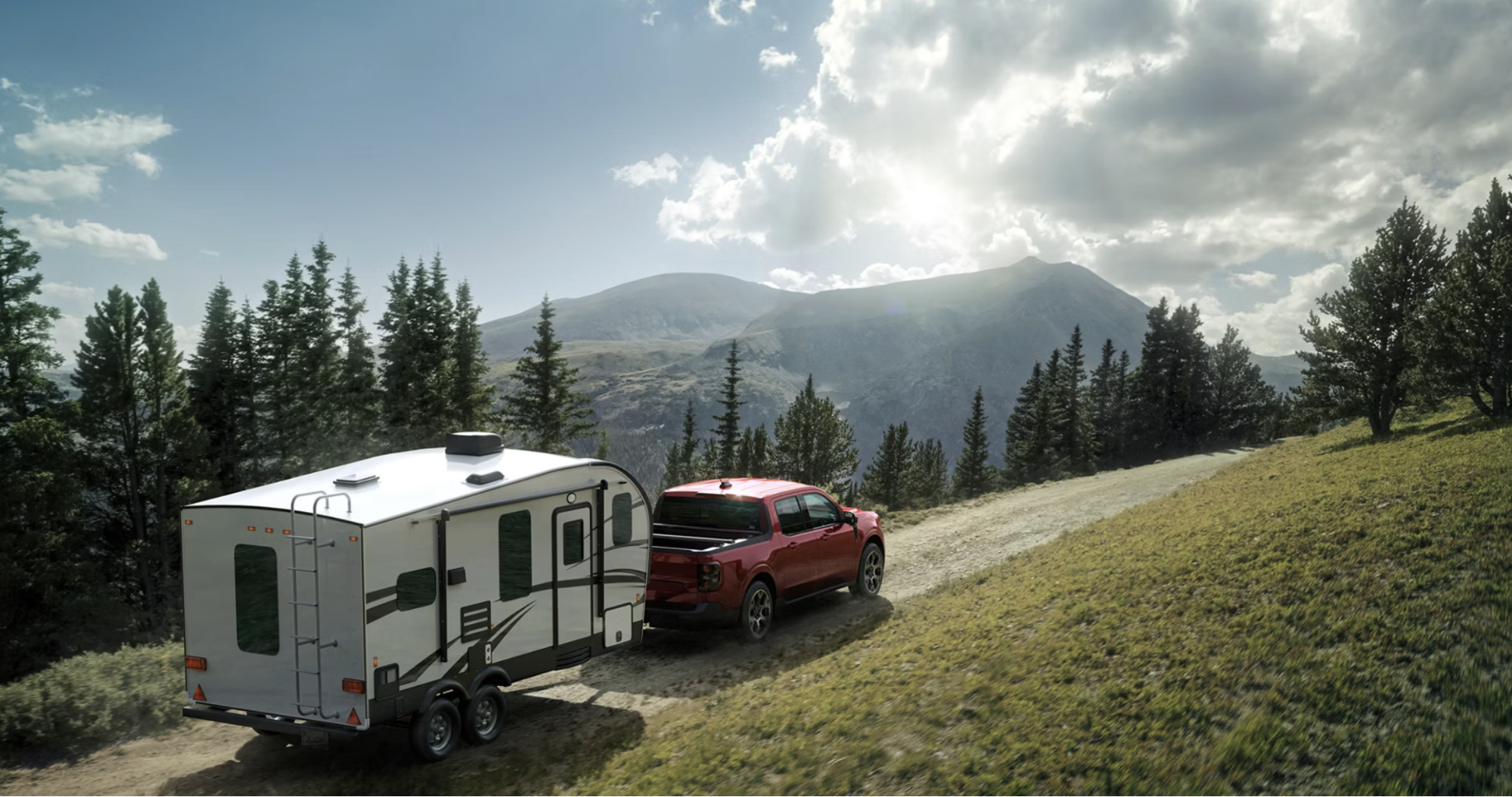 The 2026 Ford Maverick demonstrating its towing capability with a trailer