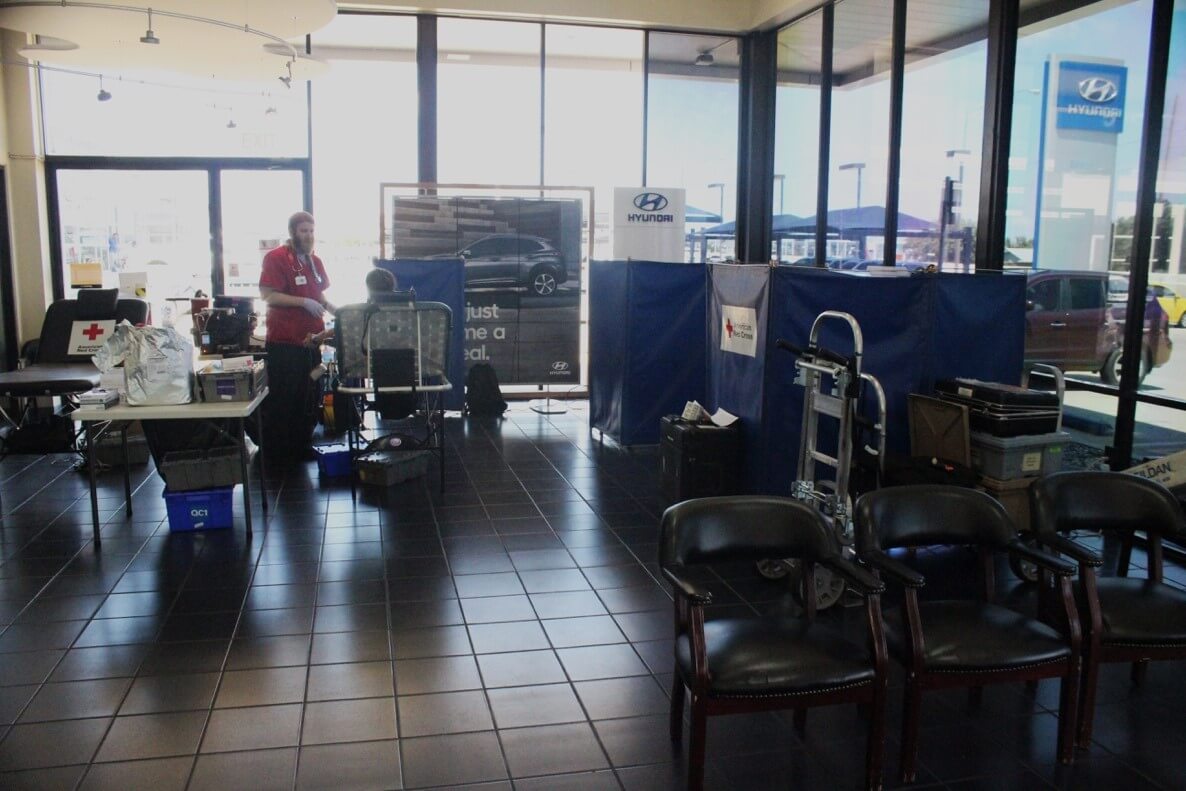 Blood Drive setup at Edmond Hyundai