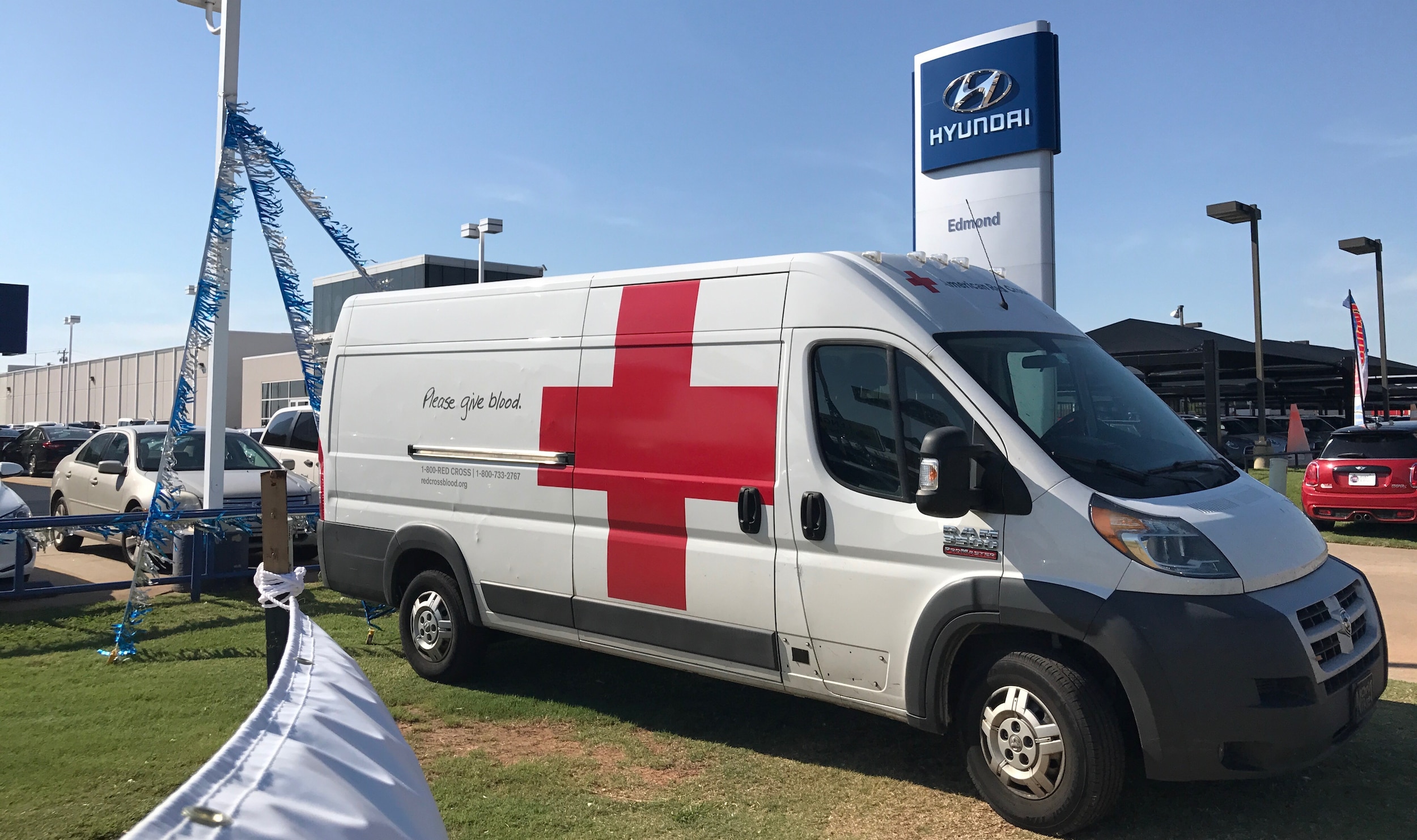 Red Cross blood donation van at Edmond Hyundai