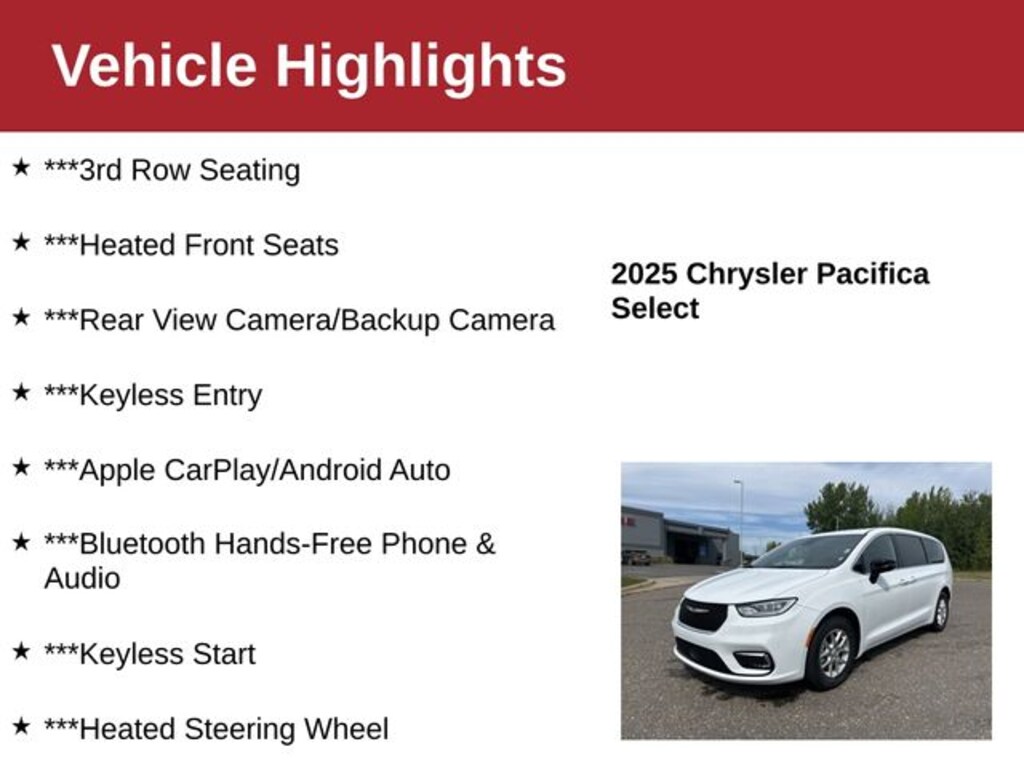 Used 2025 Chrysler Pacifica Select Van Passenger Van