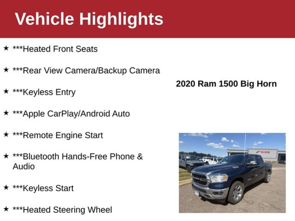 Used 2020 Ram 1500 Big Horn Truck Crew Cab