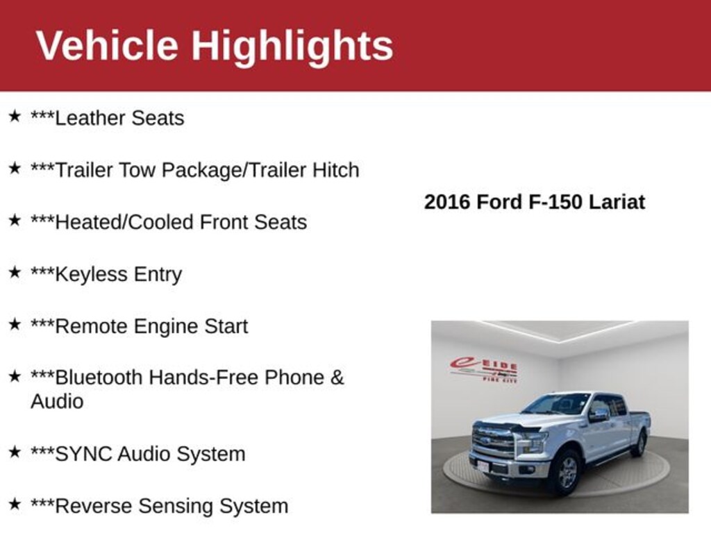 Used 2016 Ford F-150 Lariat Truck SuperCrew Cab