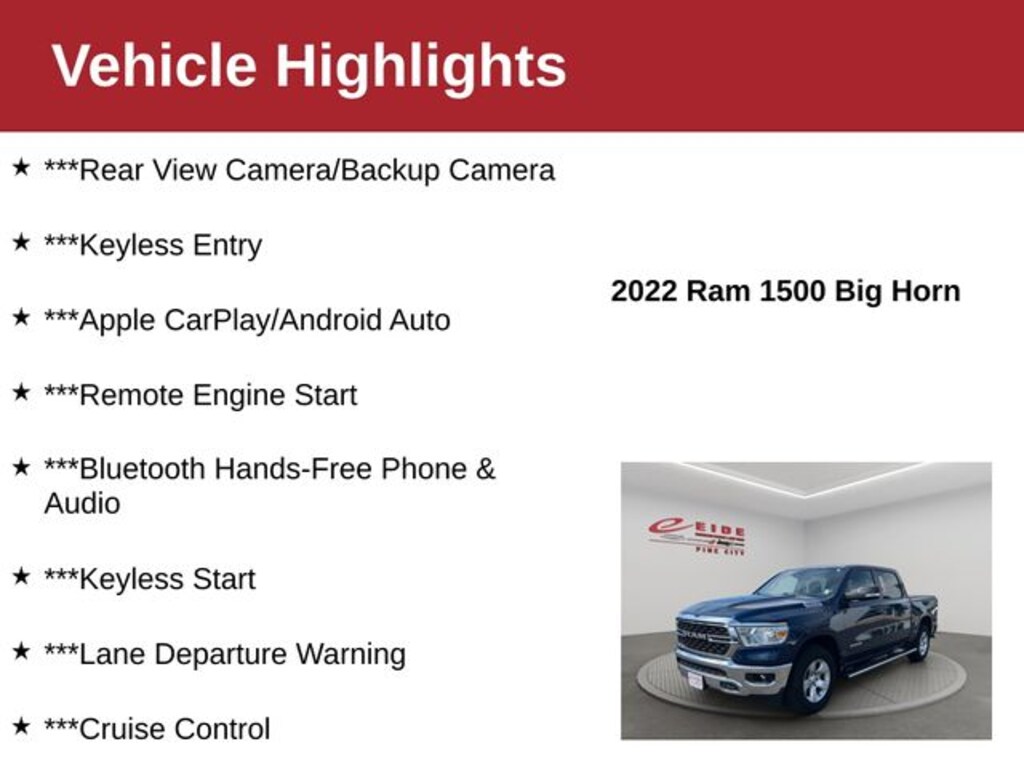 Used 2022 Ram 1500 Big Horn Truck Crew Cab
