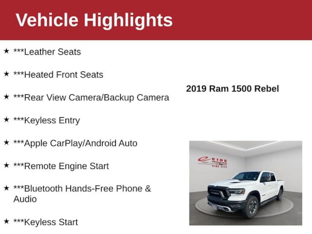 Used 2019 Ram 1500 Rebel Truck Crew Cab