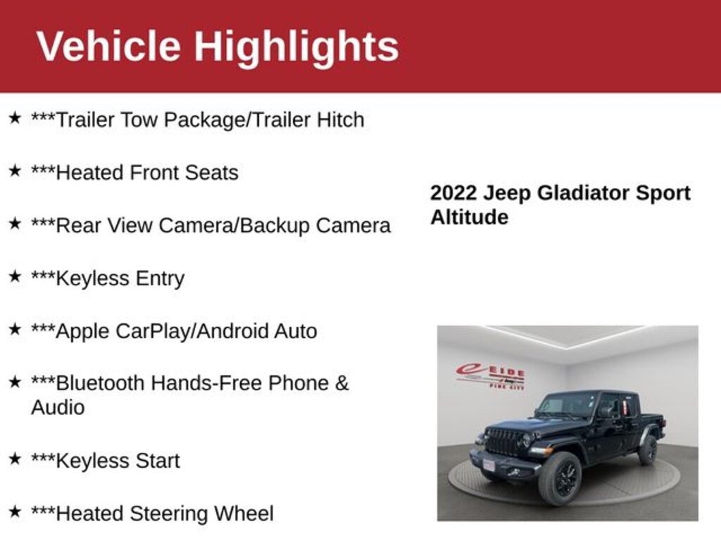 Used 2022 Jeep Gladiator Altitude Truck Crew Cab