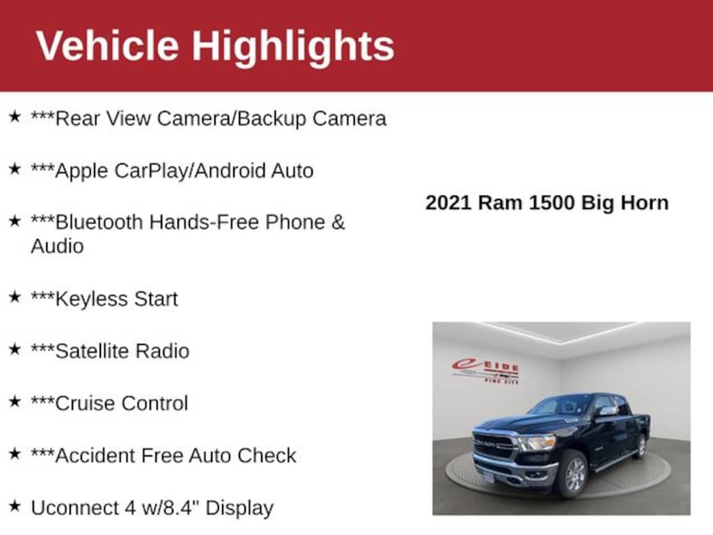 Used 2021 Ram 1500 Big Horn Truck Crew Cab