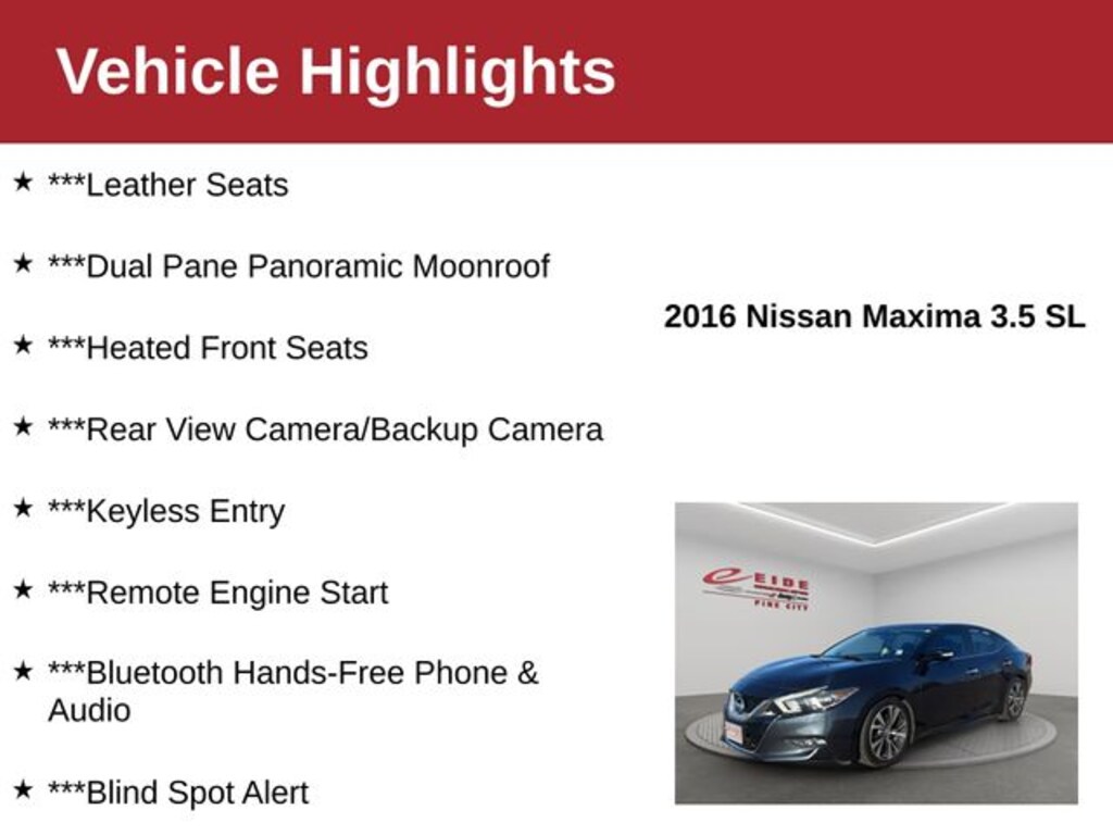 Used 2016 Nissan Maxima 3.5 SL Sedan