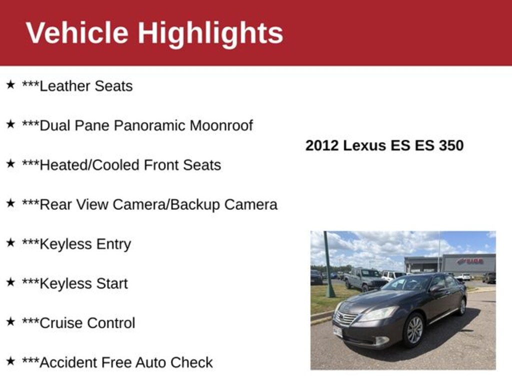 Used 2012 Lexus ES 350 Sedan