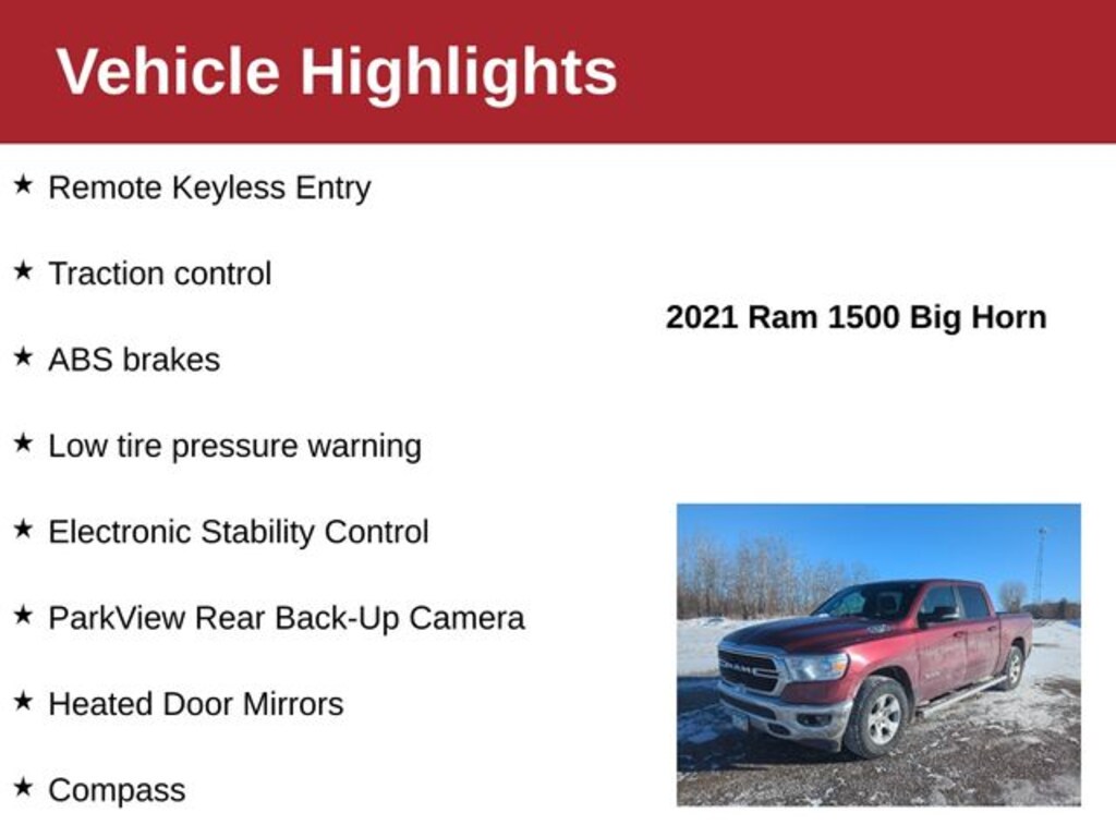 Used 2021 Ram 1500 Big Horn Truck Crew Cab