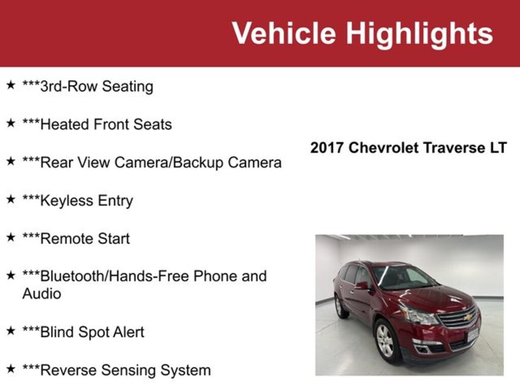 Used 2017 Chevrolet Traverse LT SUV